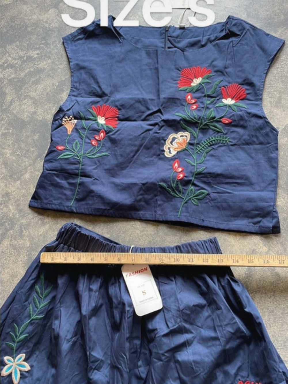 Navy Floral Two-Piece Crop Top & Maxi Skirt Set - Picture 11 of 12